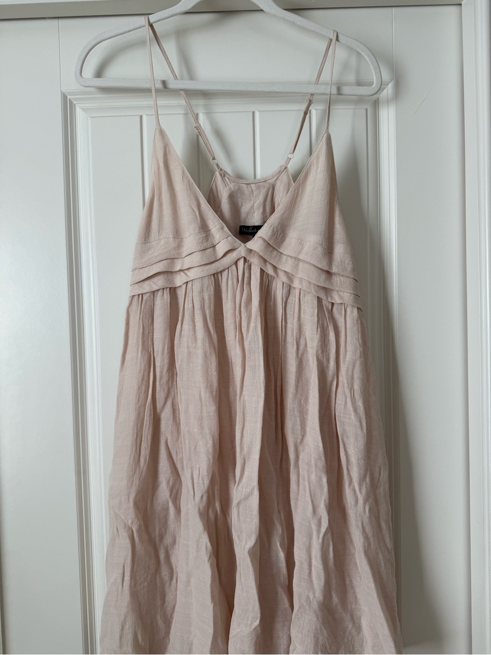 Wishlist Light Blush Cotton Slip Dress with Spaghetti Straps